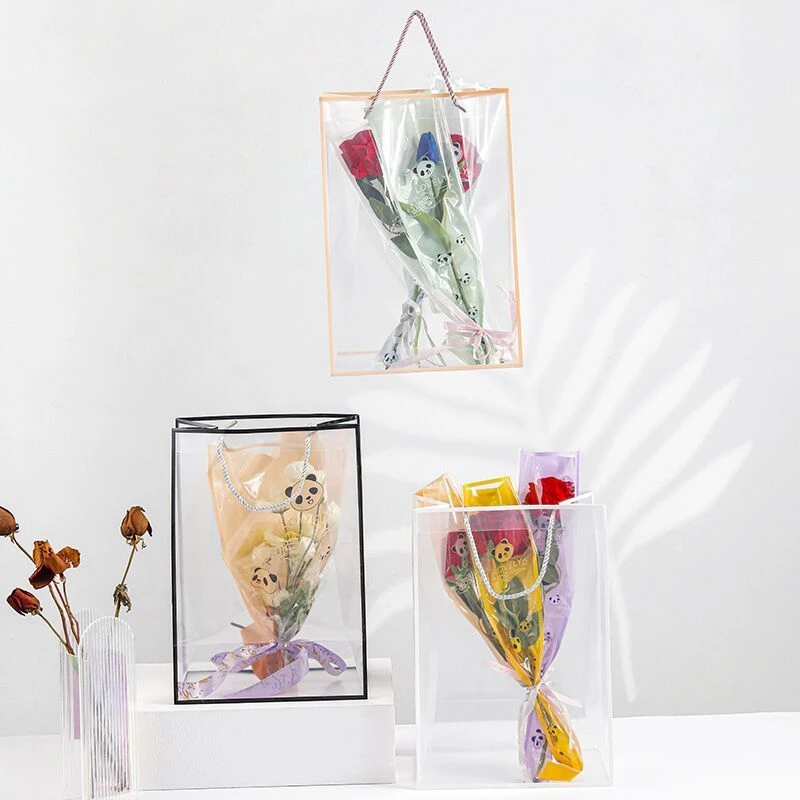 礼品袋透明手提袋 网红ins礼品袋 花束包装材料 鲜花礼品包装袋