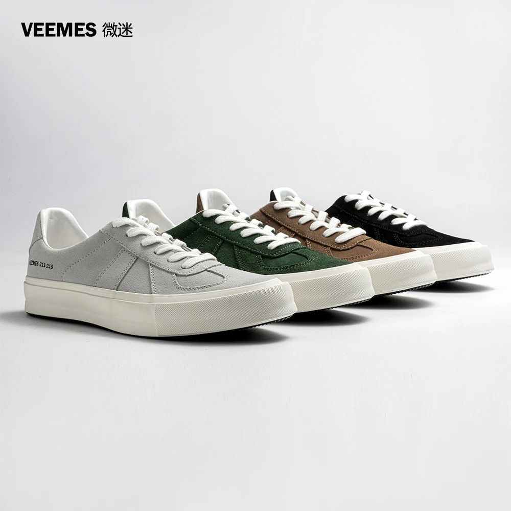 VEEMES微迷官方  新款德训低帮翻毛皮情侣休闲板鞋男女复古运动鞋
