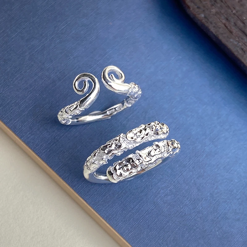 足银戒指 纯银紧箍咒戒指男女情侣对戒金箍悟空金箍棒尾戒潮一对