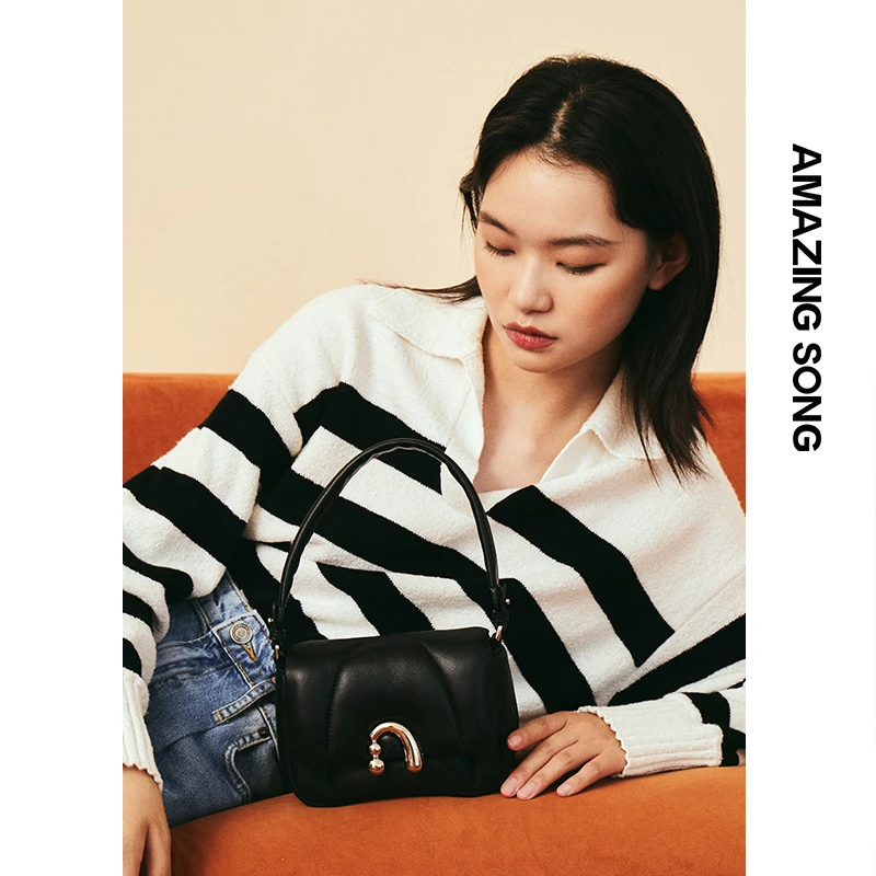 AmazingSong乙颂花卷包手提斜挎包时尚百搭简约小众羊皮轻奢女包