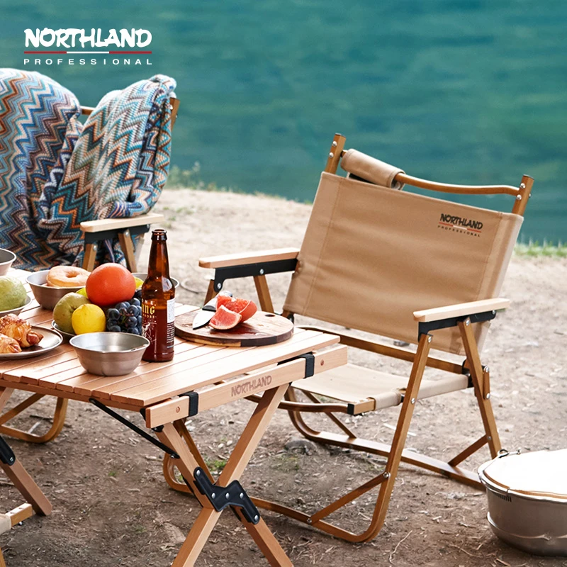诺诗兰春夏可折叠好收纳实木新款露营靠背椅NCHCT0104E