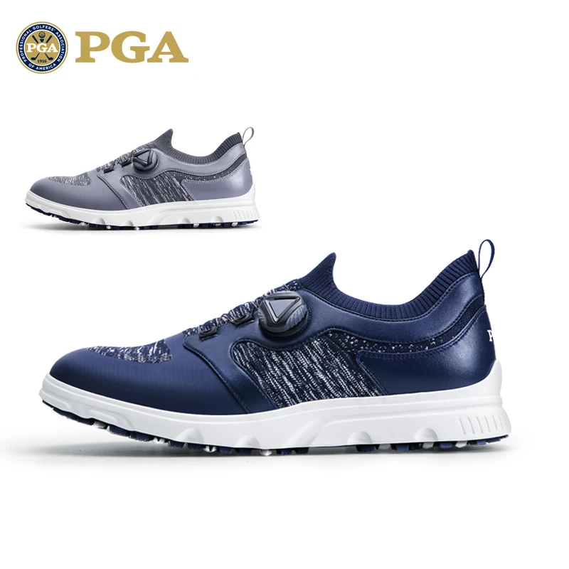 美国PGA 新品 高尔夫男士球鞋 飞织布超纤旋扣鞋 轻量缓震 防侧滑