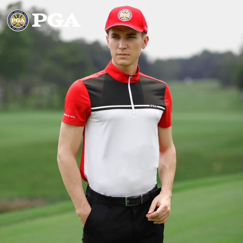 美国PGA 2025新品 高尔夫服饰 男士短袖t恤 夏季速干面料衣服服装
