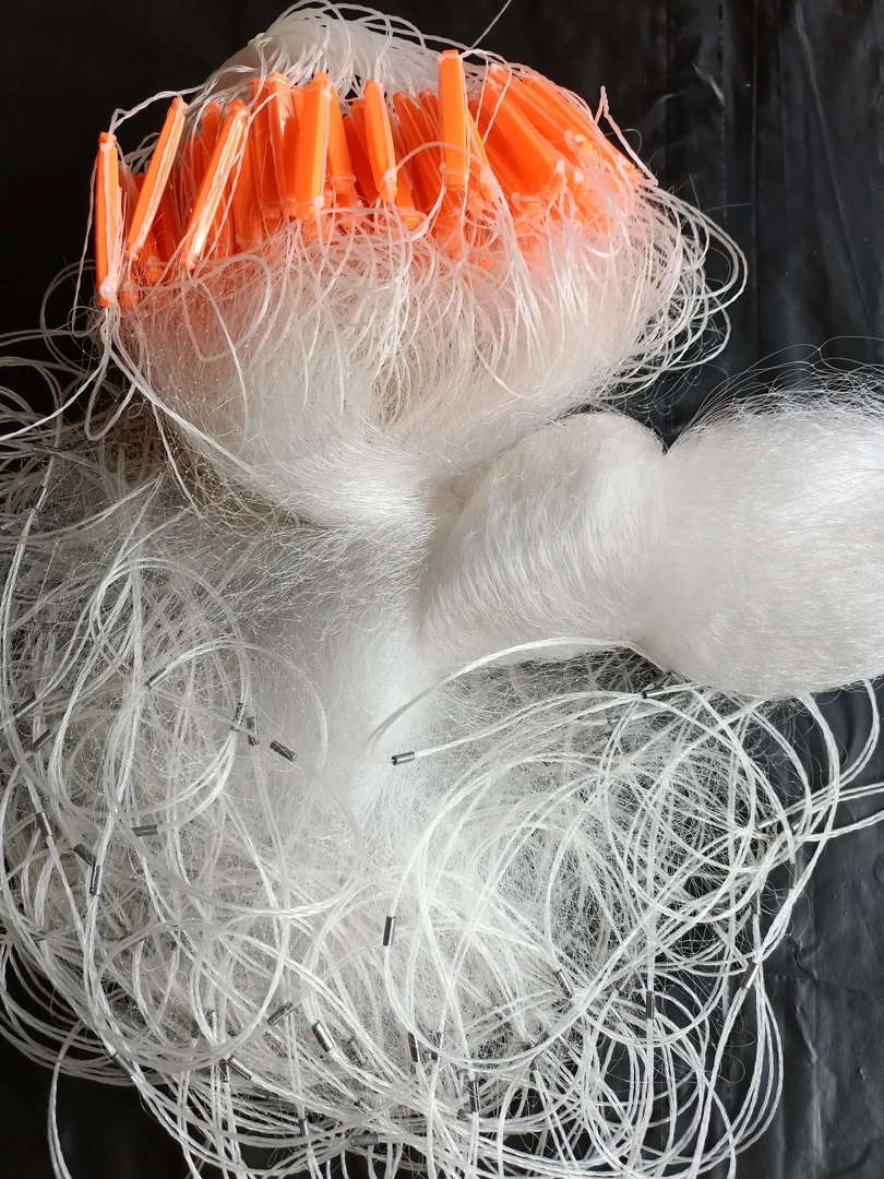 1米高一指一指半三层纯手工白丝浮网白条网船丁网沙丁鱼网粘网