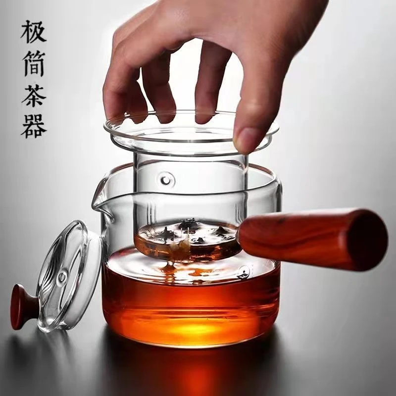 耐高温煮茶壶侧把茶壶玻璃过滤泡茶壶透明壶壶家用套装明火煮茶水