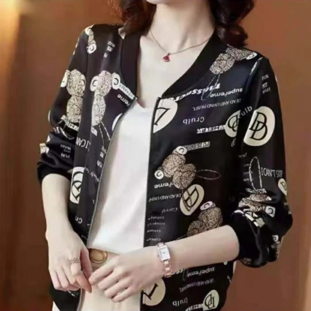 【黑小熊】新款妈妈装开衫棒球服短外套夹克防晒衣时尚上衣百搭DP