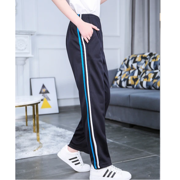 藏蓝色白蓝条杠学生校服裤子运动男女初高中小学生加肥加大校服裤