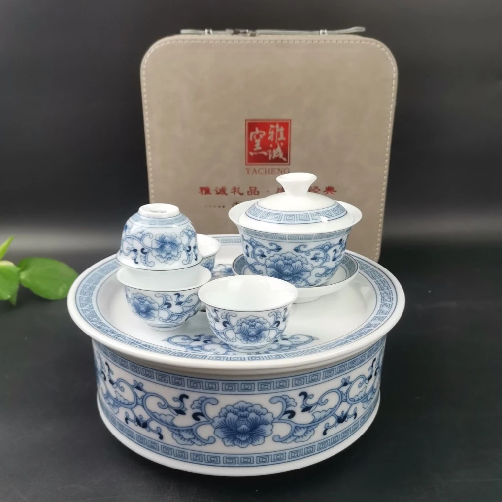 雅诚车载功夫茶具：缠枝牡丹