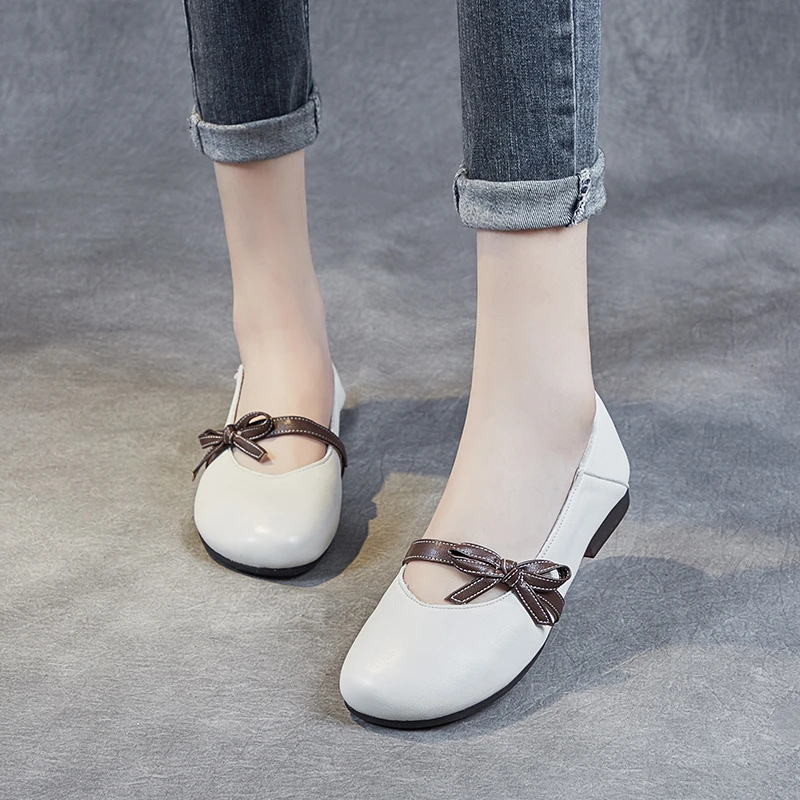 真皮软底鞋子浅口玛丽珍单鞋2025春夏新款平底豆豆皮鞋大码女鞋夏