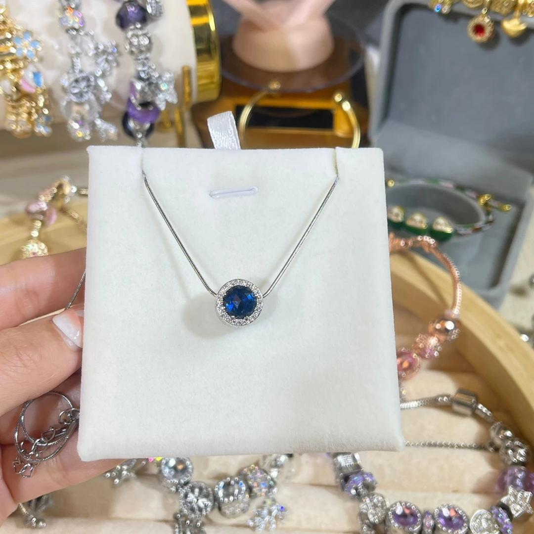 铜合金合成锆石项链 海洋之心项链