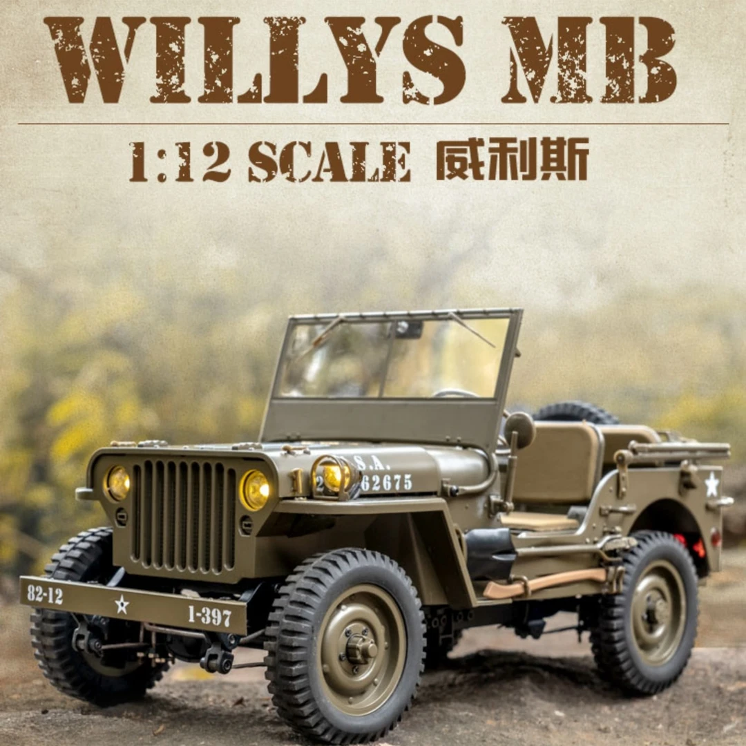 遥控电动模型车1:12二战1941仿真吉普FMS威利斯越野攀爬车RTR包邮