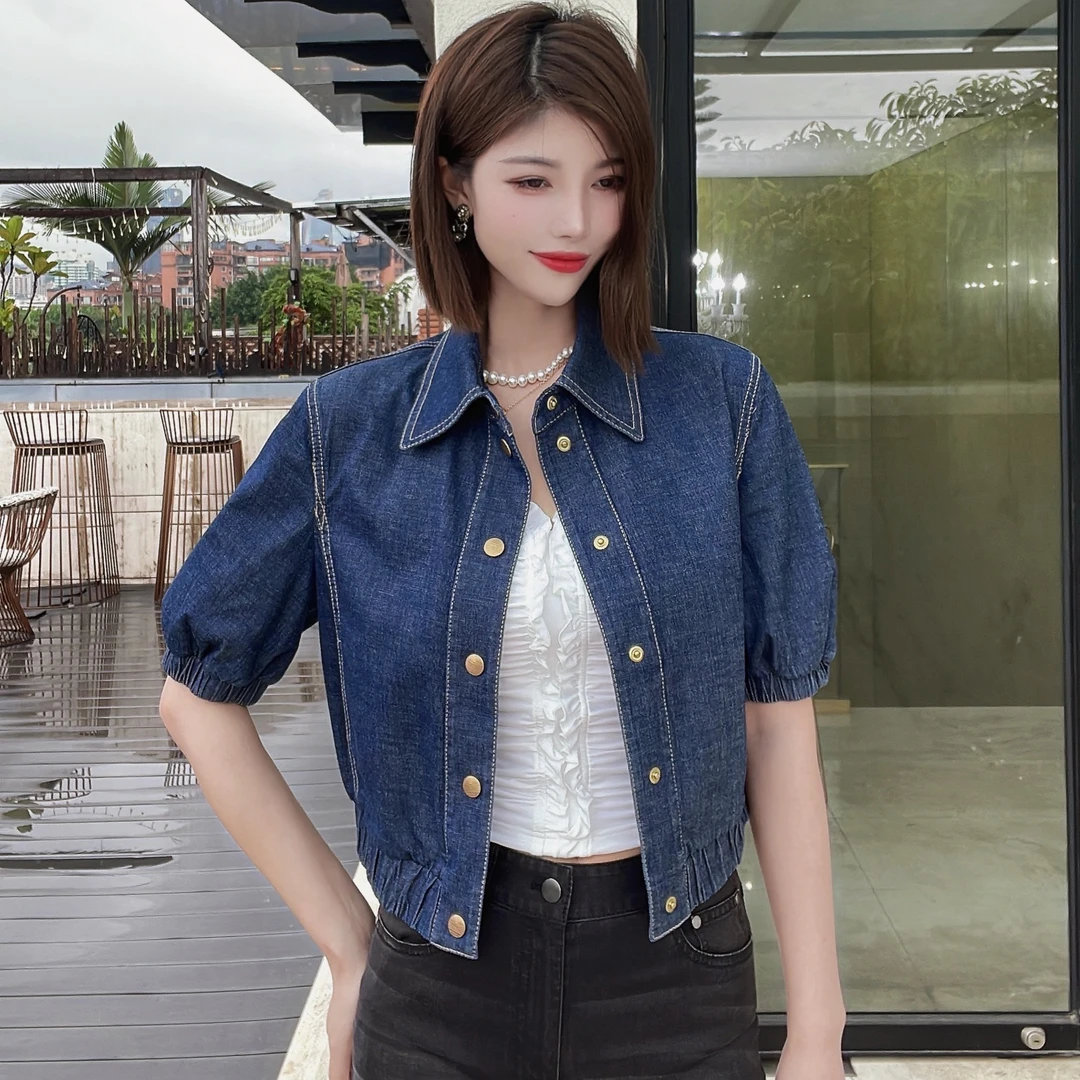 GIRDEAR/哥弟夏季女装气质短款牛仔衣外套短袖上衣1300847