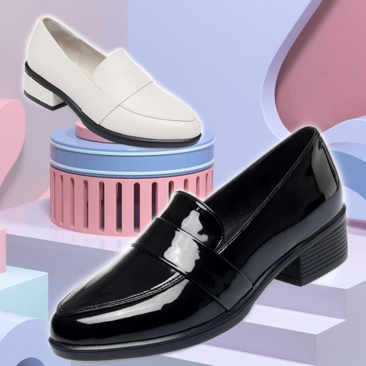 走秀工作鞋女软皮小皮鞋女2025新款百搭尖头单鞋英伦风粗跟乐福鞋