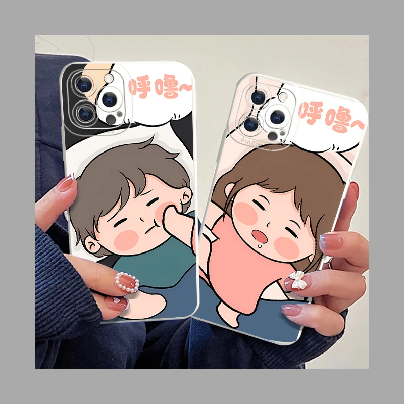 睡觉男女搞怪创意全包情侣手机壳苹果华为OPPO小米VIVO个性保护壳