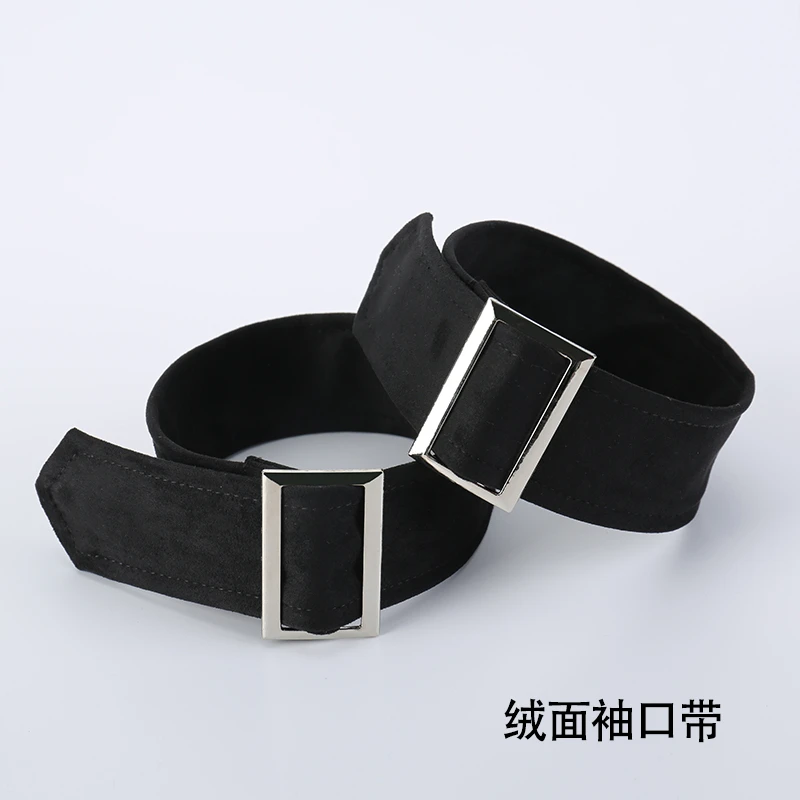 袖带束口绑带绒面布料黑色手腕带大衣袖口束带鹿绒女装饰衣服配件