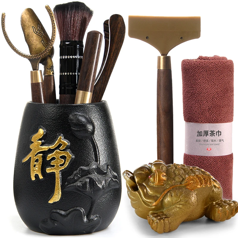 茶具木制茶夹子茶刀镊子零配件简约茶道6君子实用茶艺泡茶工具