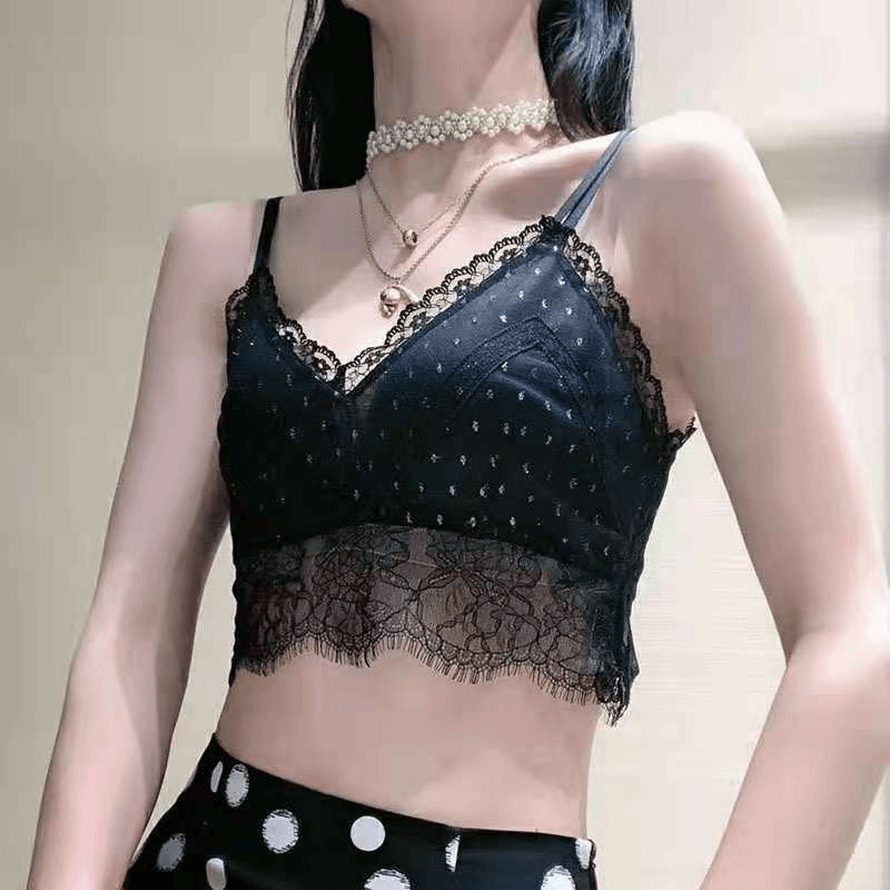 V领多色蕾丝性感短款吊带抹胸5300604