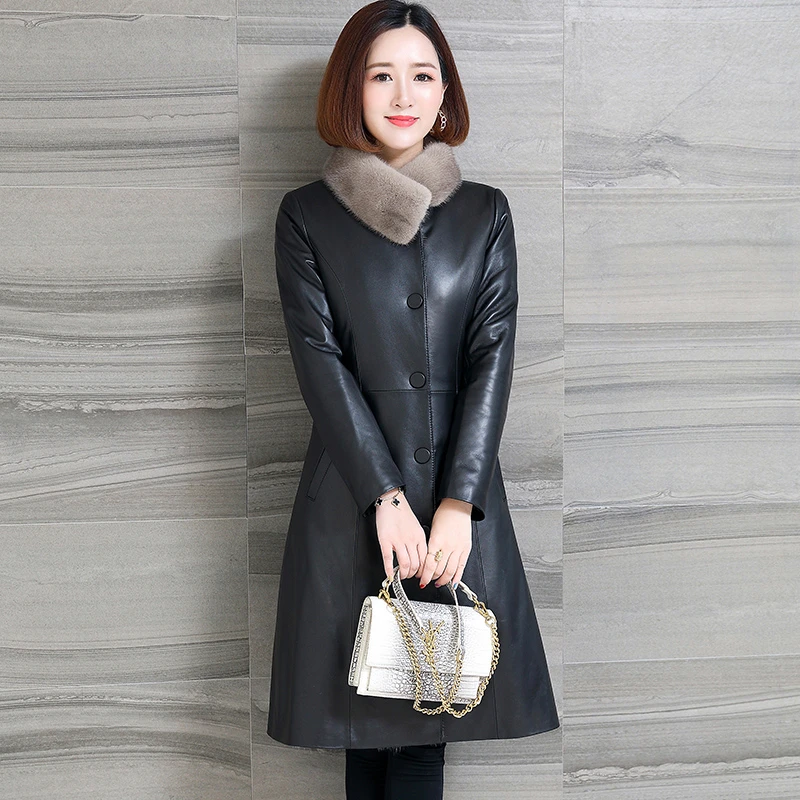 秋冬新款真皮皮衣女装中长大衣海宁皮草水貂皮毛内胆一体外套修身