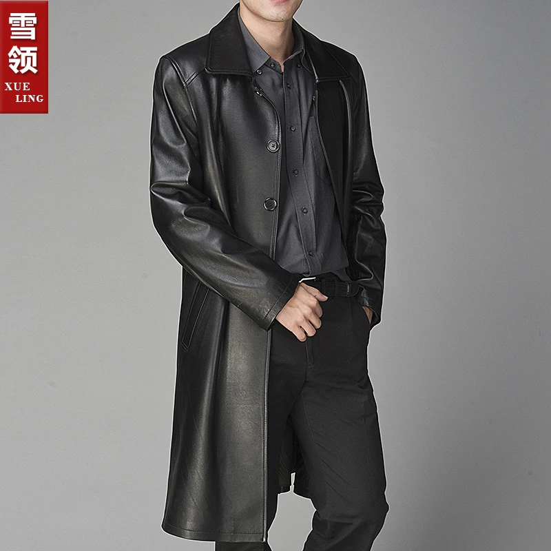 秋冬新款长款风衣真皮皮衣男绵羊皮商务薄款海宁皮衣男装大衣皮草