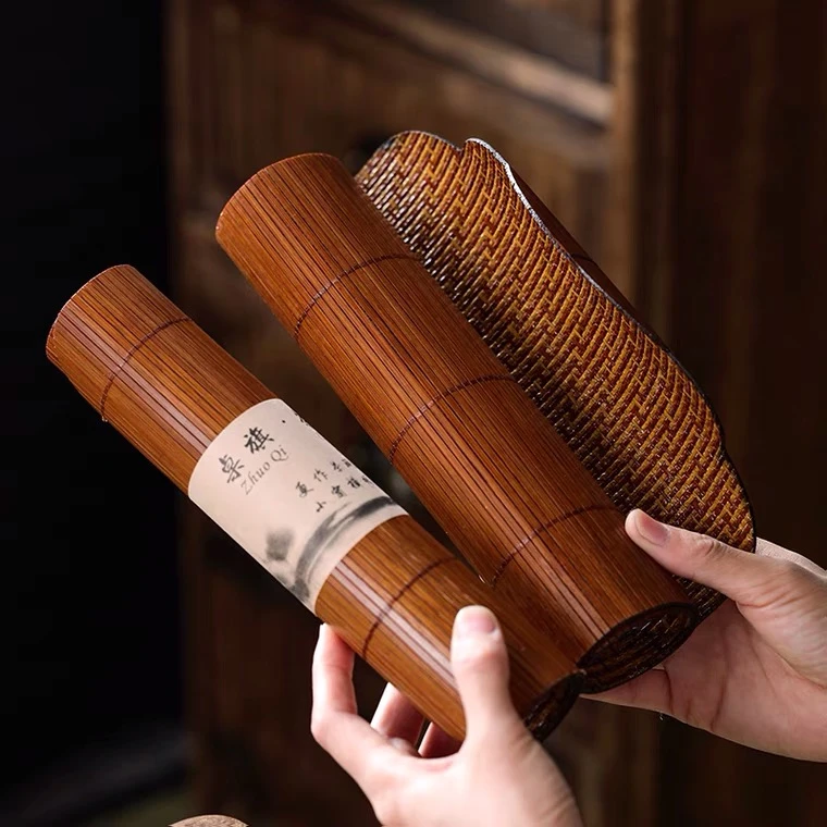 寒舍古典雅韵手工竹编双面竹茶席干泡席49*23cm