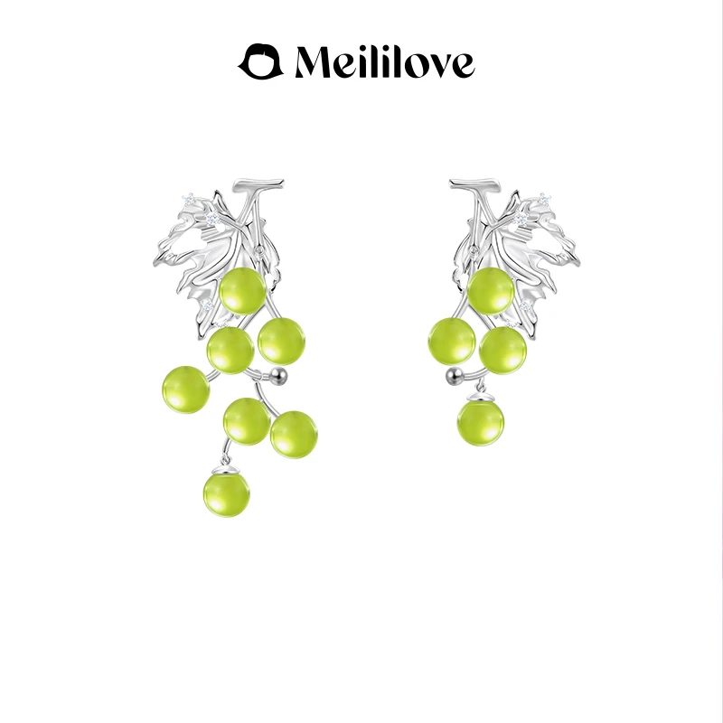 铜合金合成锆石耳饰 「仲夏夜的葡萄」-耳钉/项链SG25+SG26