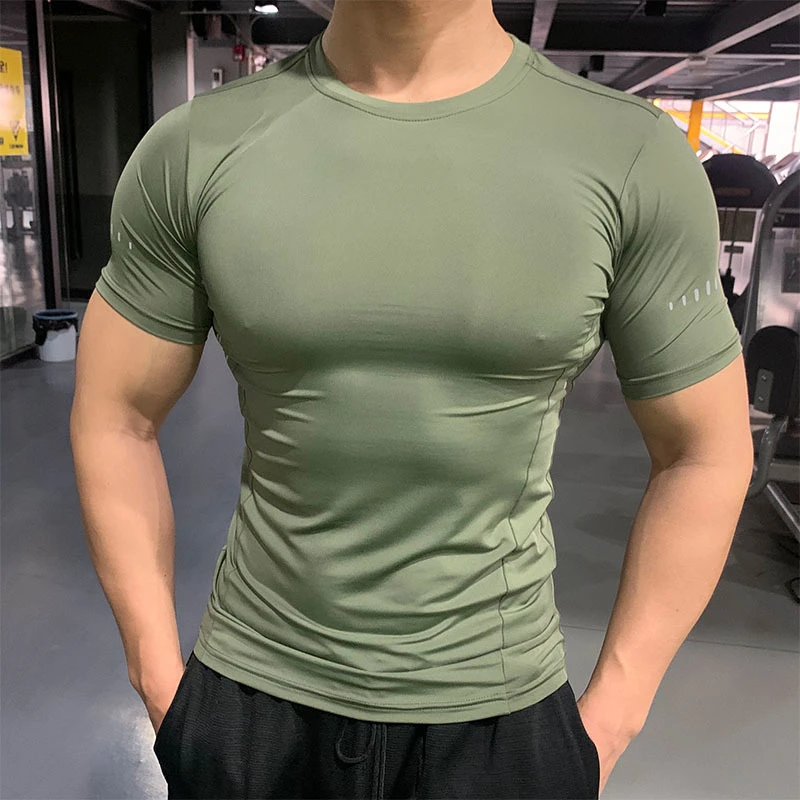 紧身衣男透气弹力速干短袖圆领运动跑步训练T恤健身篮球服打底衫