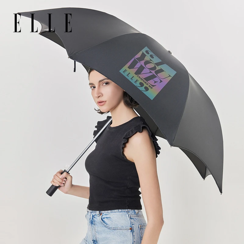 ELLE自动伞女时尚百搭休闲潮酷炫彩印花晴雨两用遮阳伞21SE42007