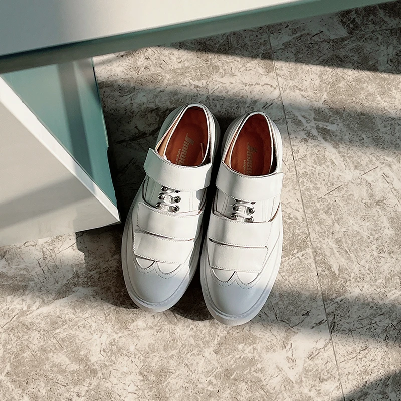 JINIWU吾倪季2025魔术贴小白鞋时尚休闲运动板鞋手工牛皮街头男鞋