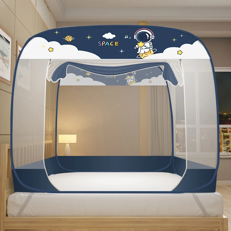 琳兰馨蒙古包蚊帐家用卧室免安装防蚊纹帐可折叠加密1.0m双门单人