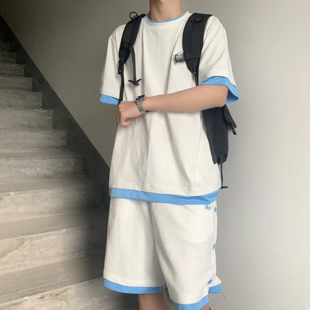 神明少女JK 二店短袖套装JKDK夏季休闲宽松潮流百搭时尚撞色学生