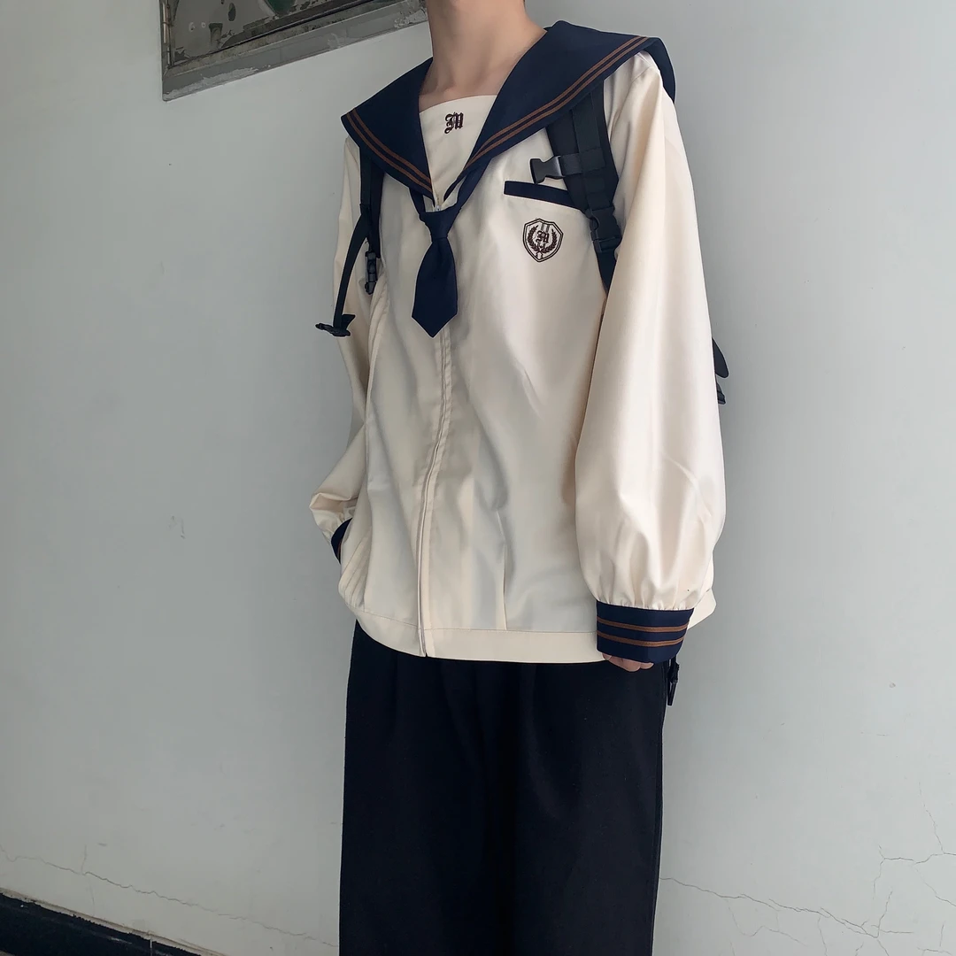 【神明少女JK】京泉中水手服男生女生JKDK原创刺绣正米色（现货）