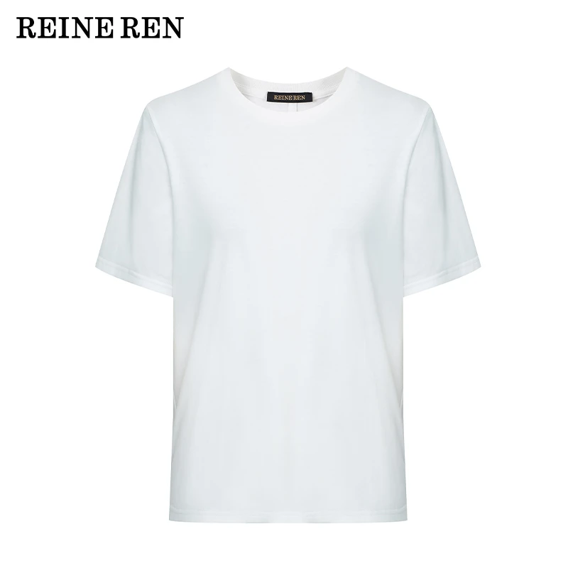 REINEREN2024设计师任茜白色香水T恤纯色简约百搭休闲