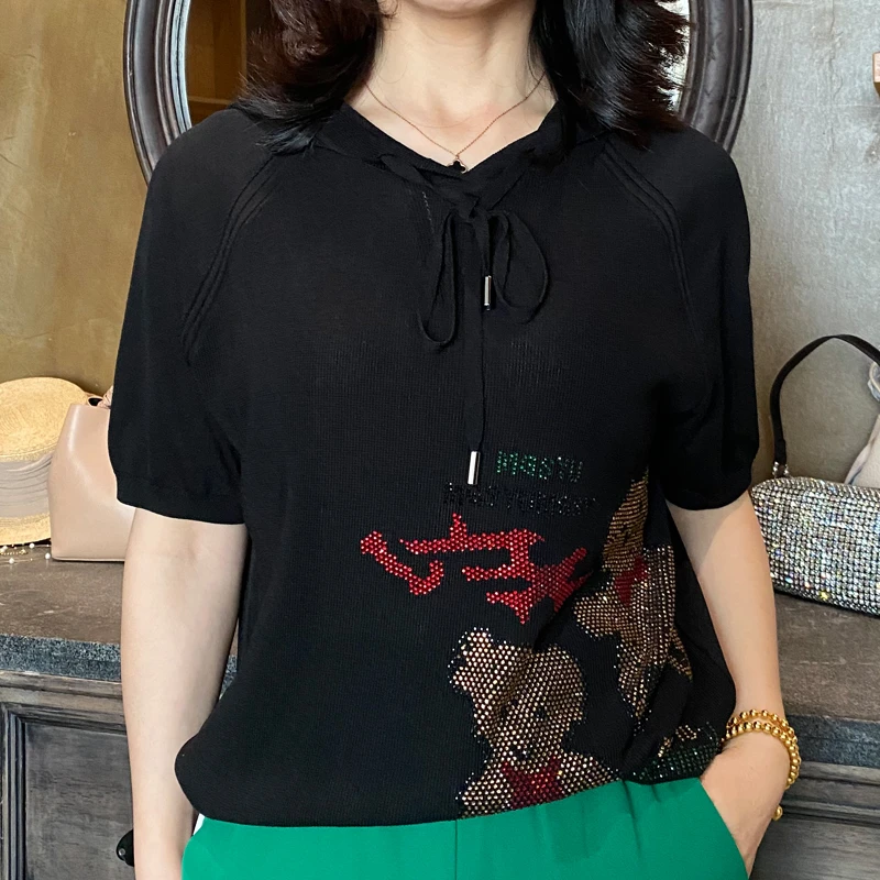 天丝高档妈妈装气质中年母亲宽松上衣T恤女装夏季薄款女短袖舒适