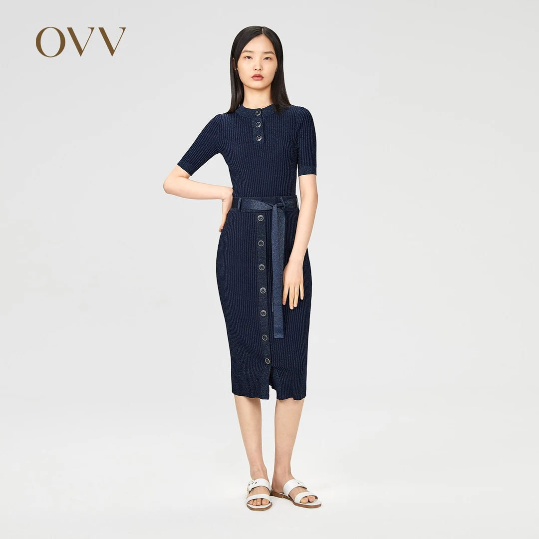 OVV春夏热卖女士质感亮丝弹力修身时尚气质半身裙女GQAZJ10001A
