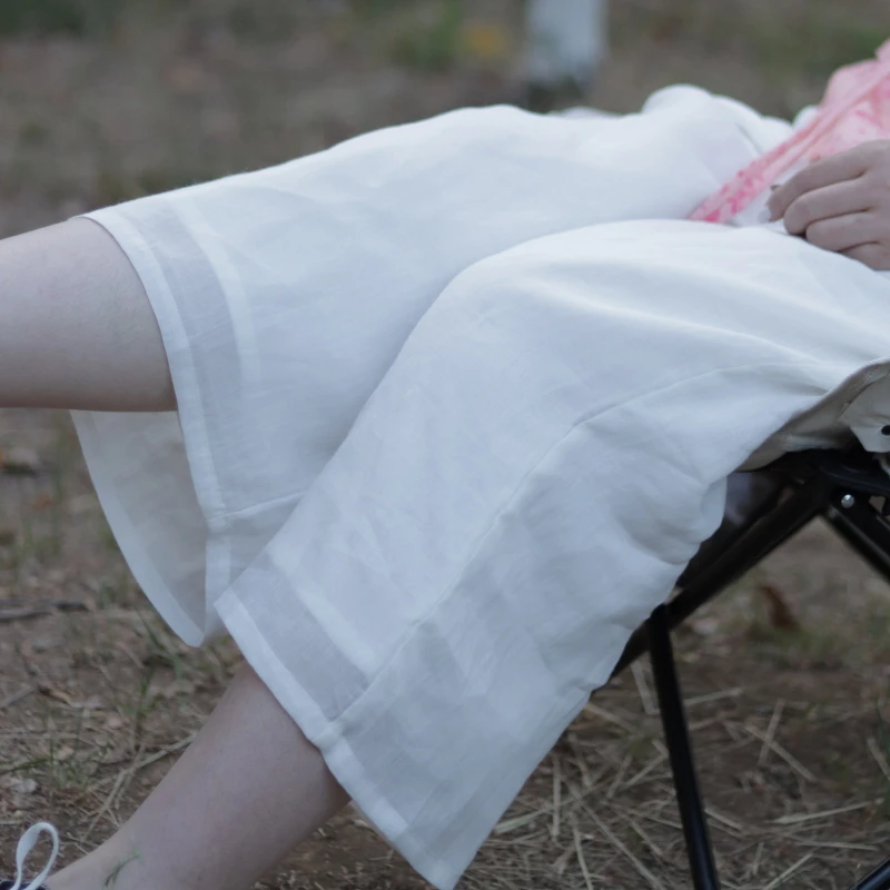 纯苎麻双层九分肥筒阔腿裤夏季小个子防晒休闲文艺禅意女裤B46