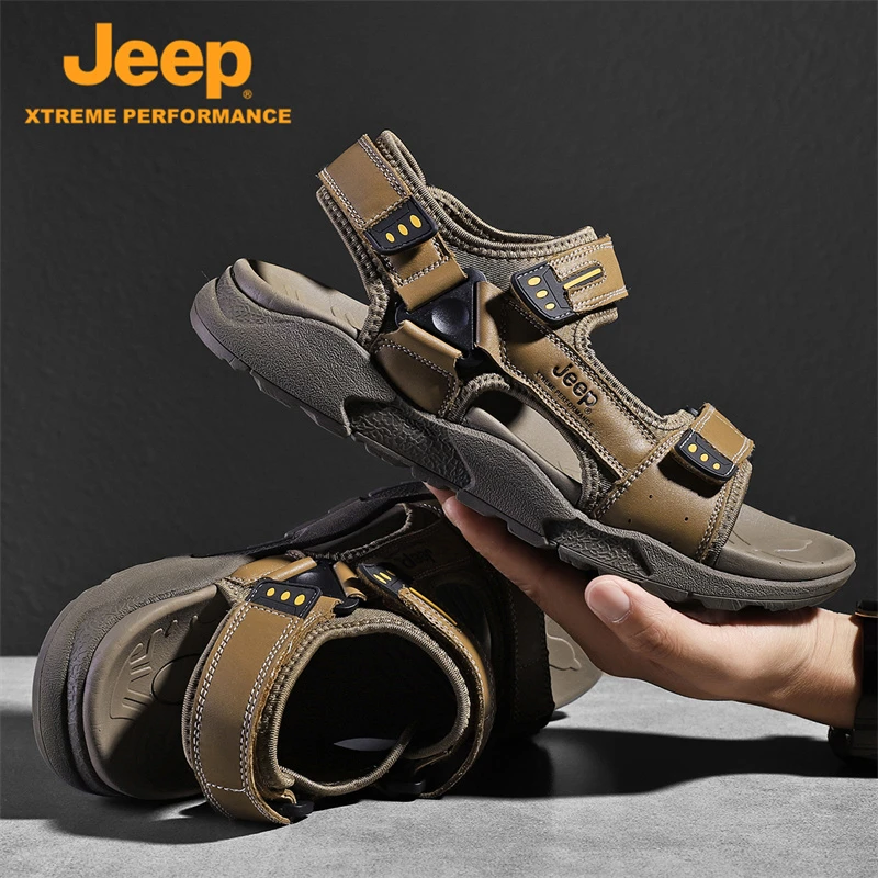 JEEP/吉普夏季新款男鞋软底减震镂空透气沙滩鞋户外运动休闲凉鞋