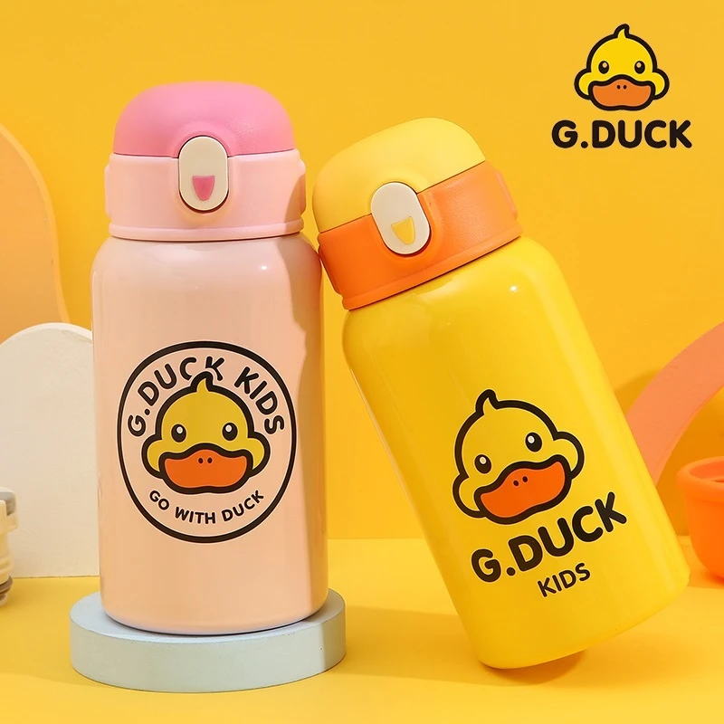 G.DUCK小黄鸭保温杯潮酷儿童水壶大容量小学生户外吸管水杯幼儿园