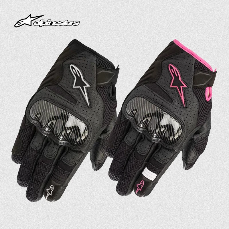 a星alpinestars摩托车手套羊皮女夏季网眼透气羊皮短手套SMX-1 V2