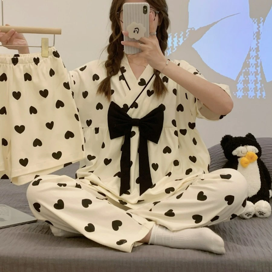 【三件套粉丝专享价】睡衣女夏季可爱甜美短袖娃娃装蝴蝶家居服