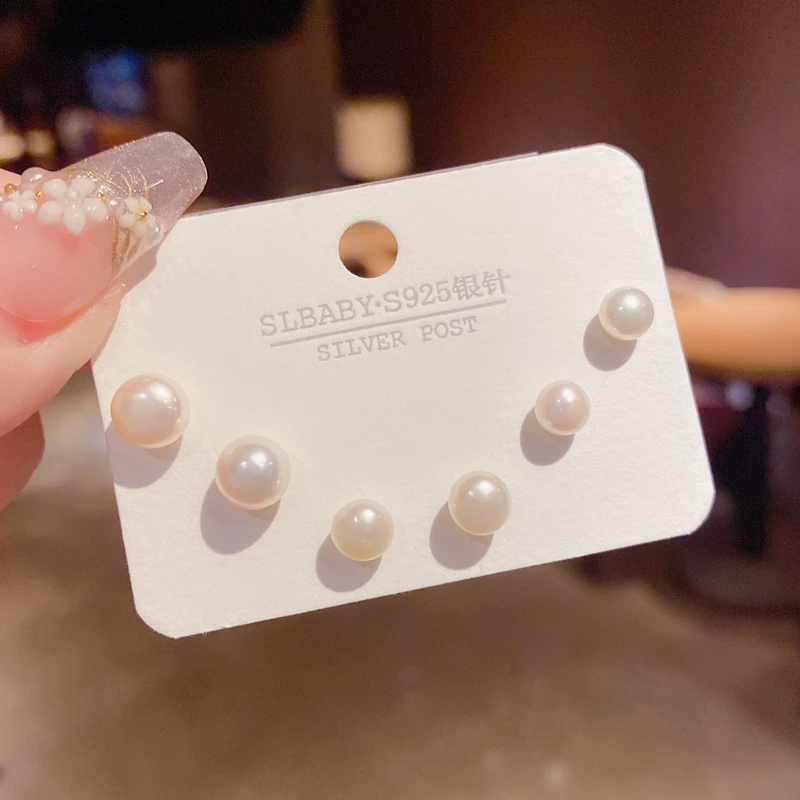 铜合金耳饰 简约百搭珠珠三件套耳钉