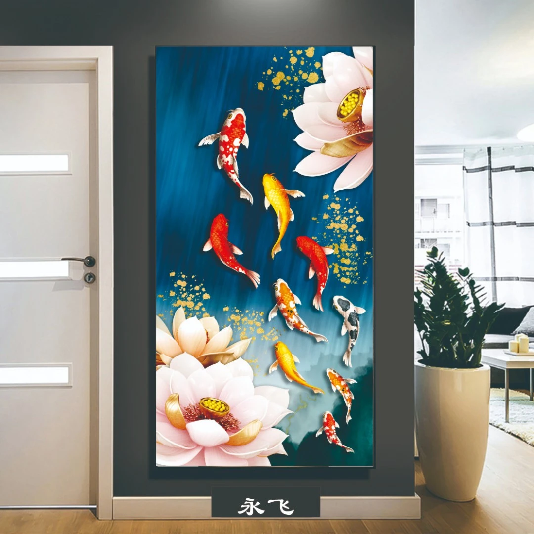 新疆包邮（永飞）玄关 晶瓷装饰画（九鱼系列）