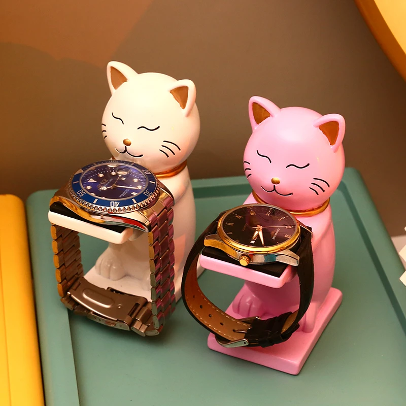 手表架托猫咪表架放手表台支架首饰收纳托盘展示架手置物架子家用