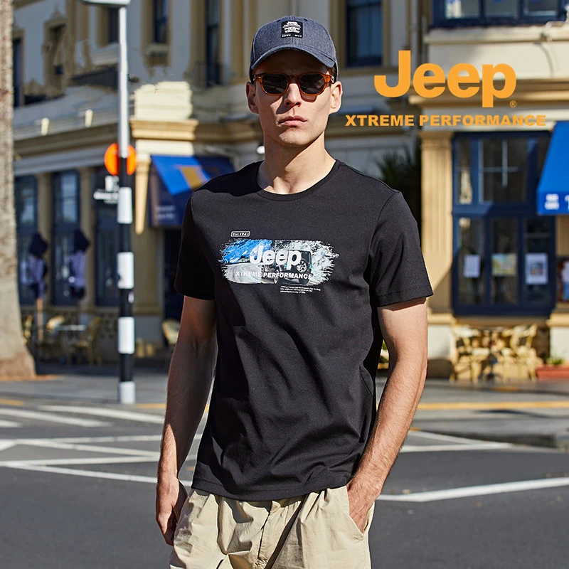 Jeep户外/春夏新款轻弹亲肤舒适男短袖T恤J122094559透气夏季运动