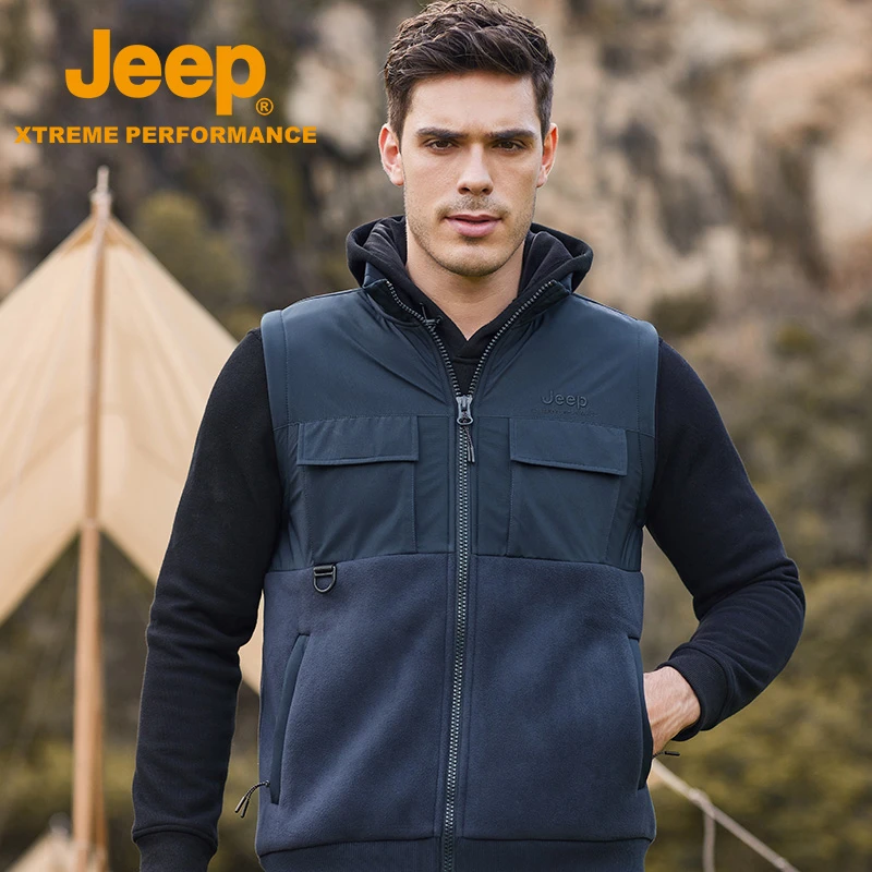 JEEP/吉普户外运动抗起球抗静电耐寒男士马甲J132094991保暖休闲