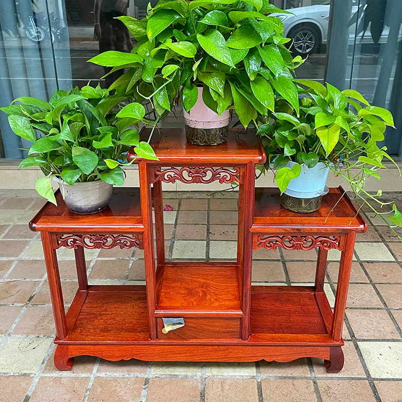 木质中式落地多层盆景架实木花架置物架木制花几花盆架实木家具