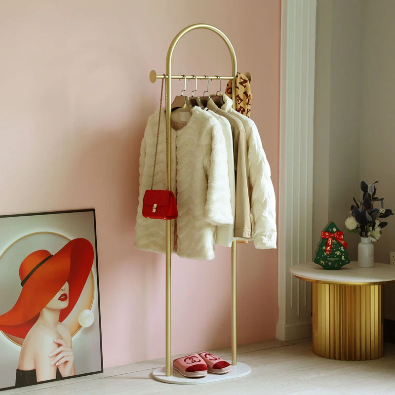 铁男子设计师轻奢落地衣架卧室客厅家用挂衣架大理石网红衣帽架