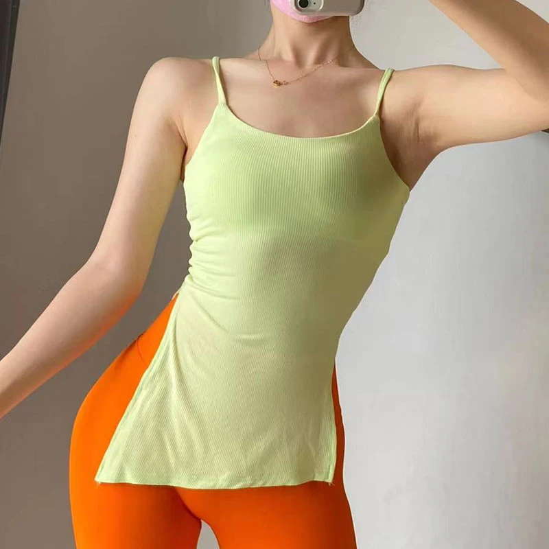 运动健身瑜伽力量训练背心无袖紧身弹力螺纹上衣女子时尚性感显瘦