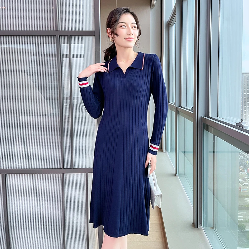 奢姿【双12专属价】大码知性休闲显瘦百搭针织连衣裙9721881340