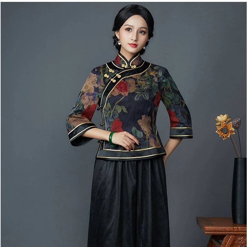 华族经典【忆相思】桑蚕丝唐装中式上衣复古