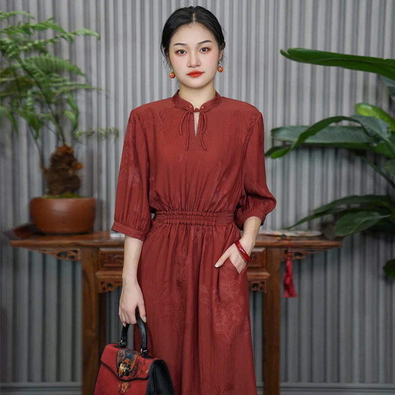 华族经典【风清月朗】顺予香云纱中式连衣裙女夏短袖